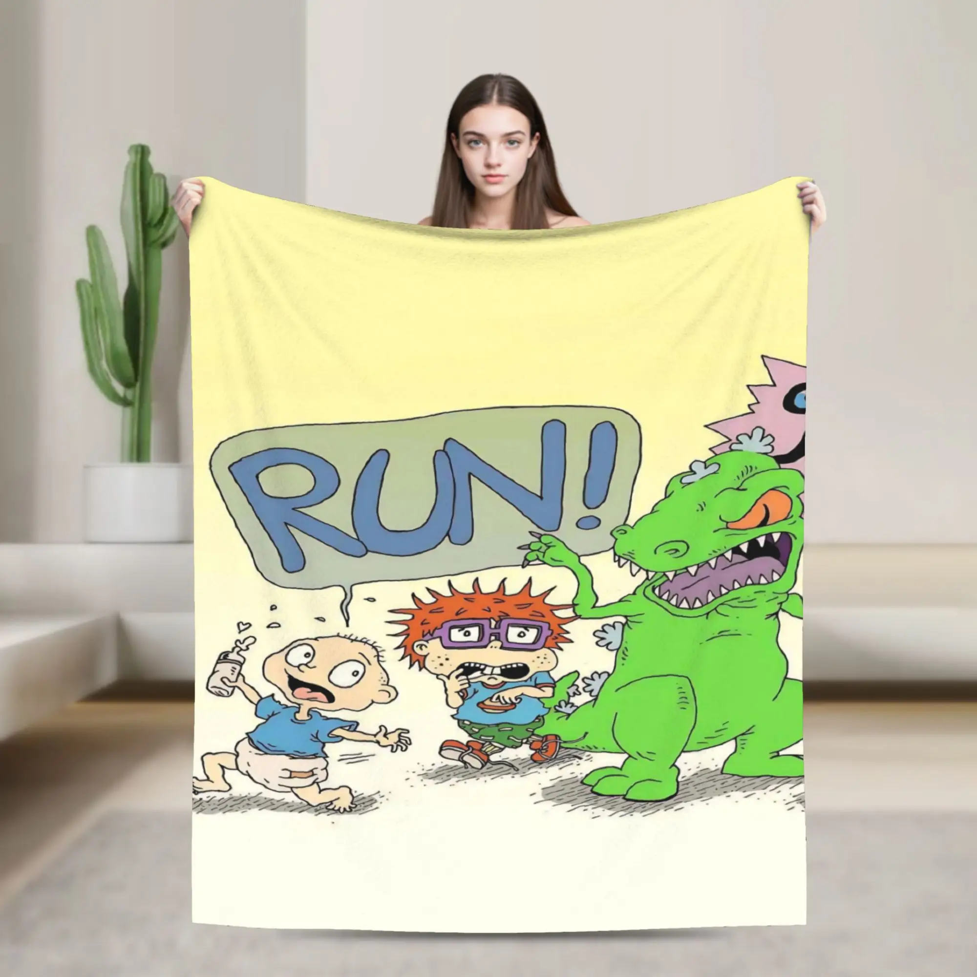 Cartoon R-Rugrats Blanket Multiple Sizes Warm Cozy Fluffy  Throw Blankets for Sofa Couch and Bed