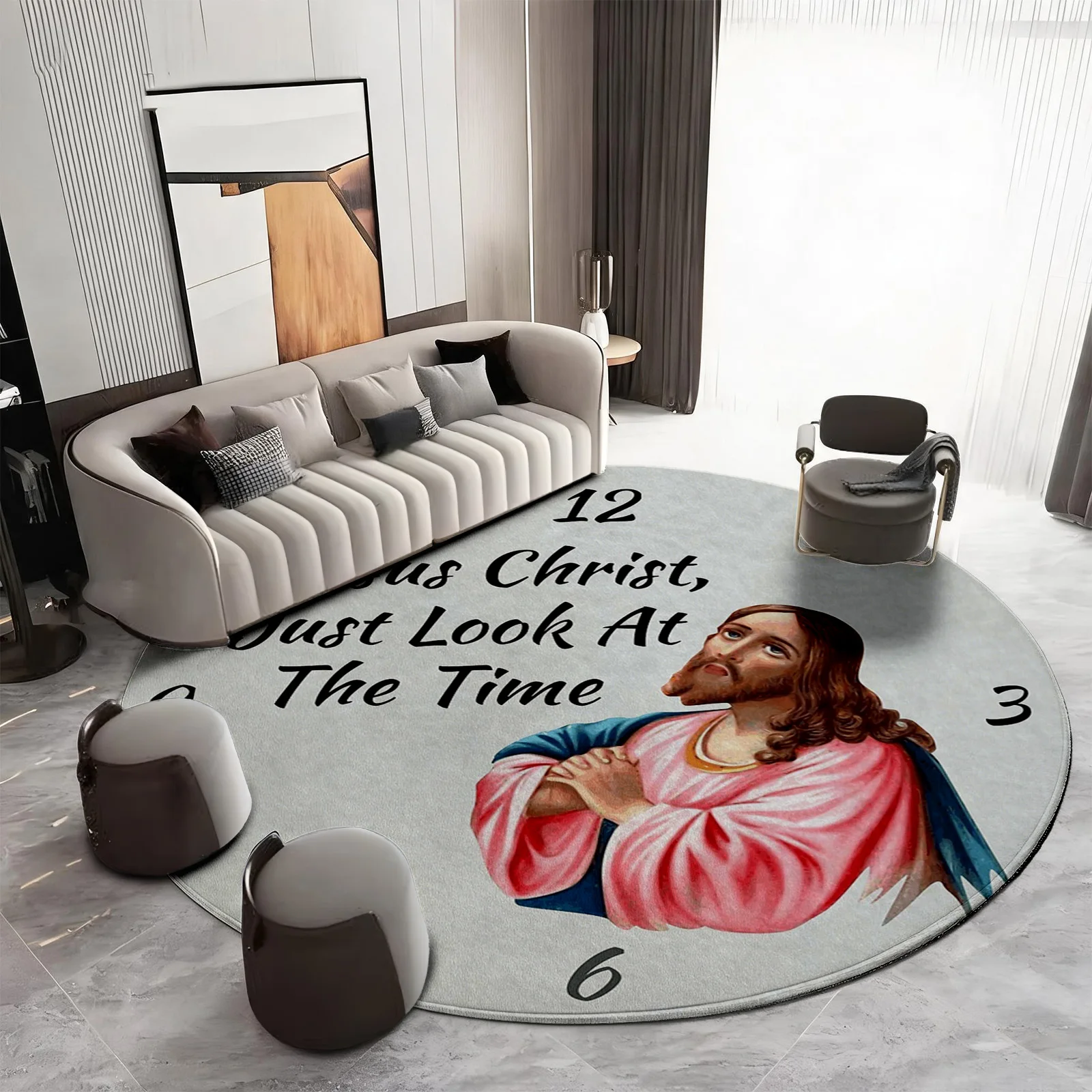 Inspirational Jesus Christ Round Rug Christian Decor Gospel Floor Mat Bible Verse Faith Home Living Room Gifts Mat