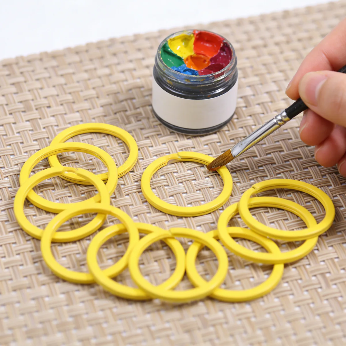 

5/10/20pcs Yellow Keychain Rings 30mm Split Keyrings for Making Keychains Round Flat Key Holder Red Pink Yellow Blue White