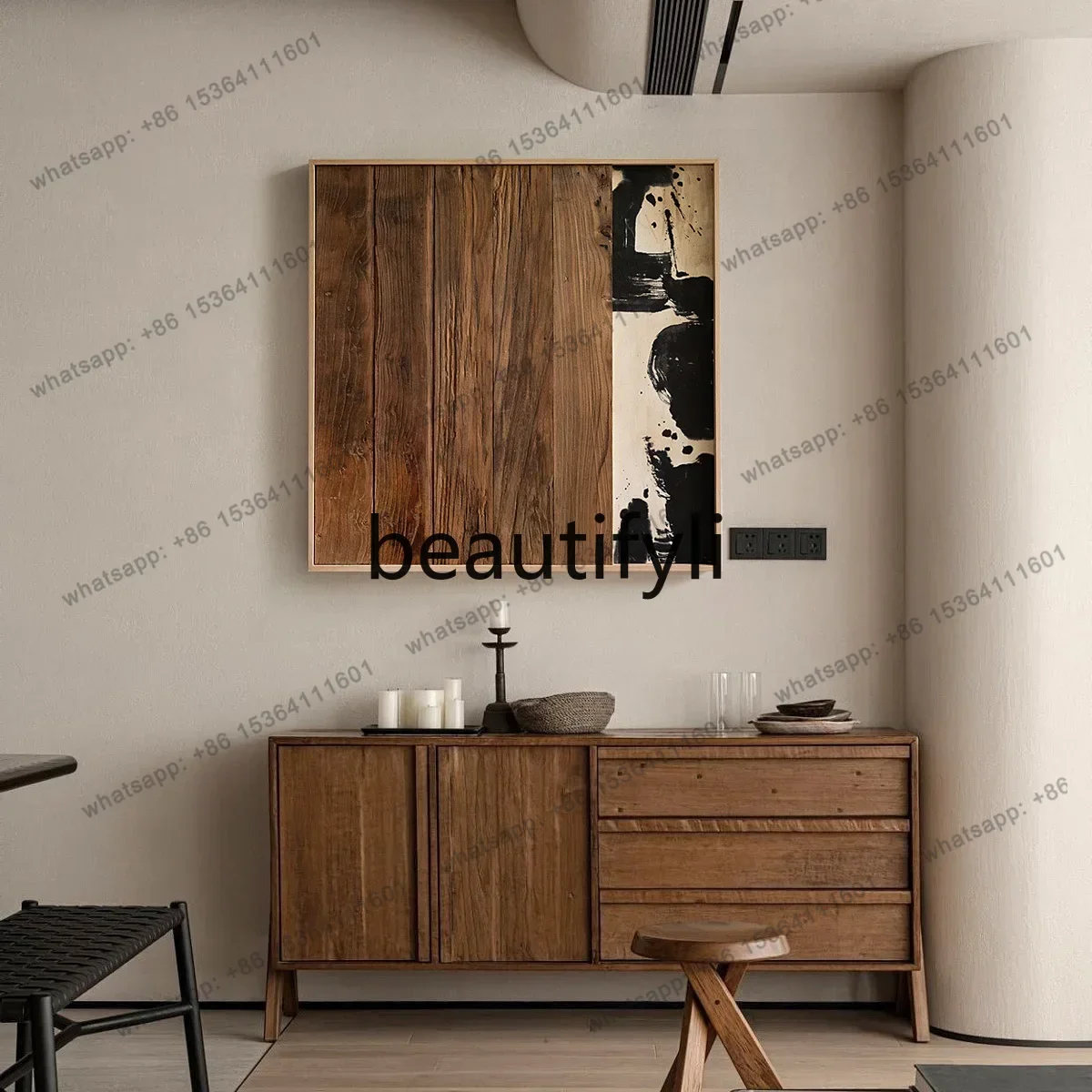 03.Creative retro style wall decoration hanging retro natural weathered wood wall decoration
