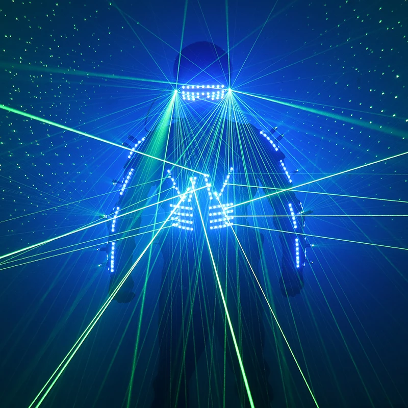 New Green Laser Suit Jacket LED Glasses Armor Laser Man Stage Performance Luminous Clothing LED Dance Robot Costume