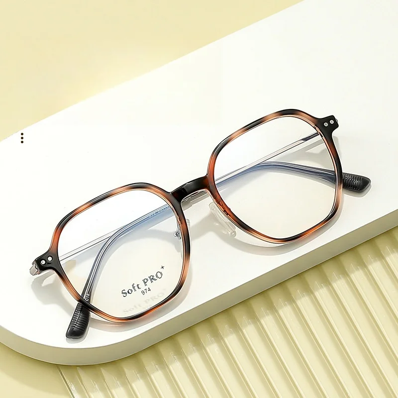 MOMOJA New Ultra Light TR90 Maillard Women's Eyeglass Frame Polygonal Optical Prescription Eyeglass Frame Female D947E