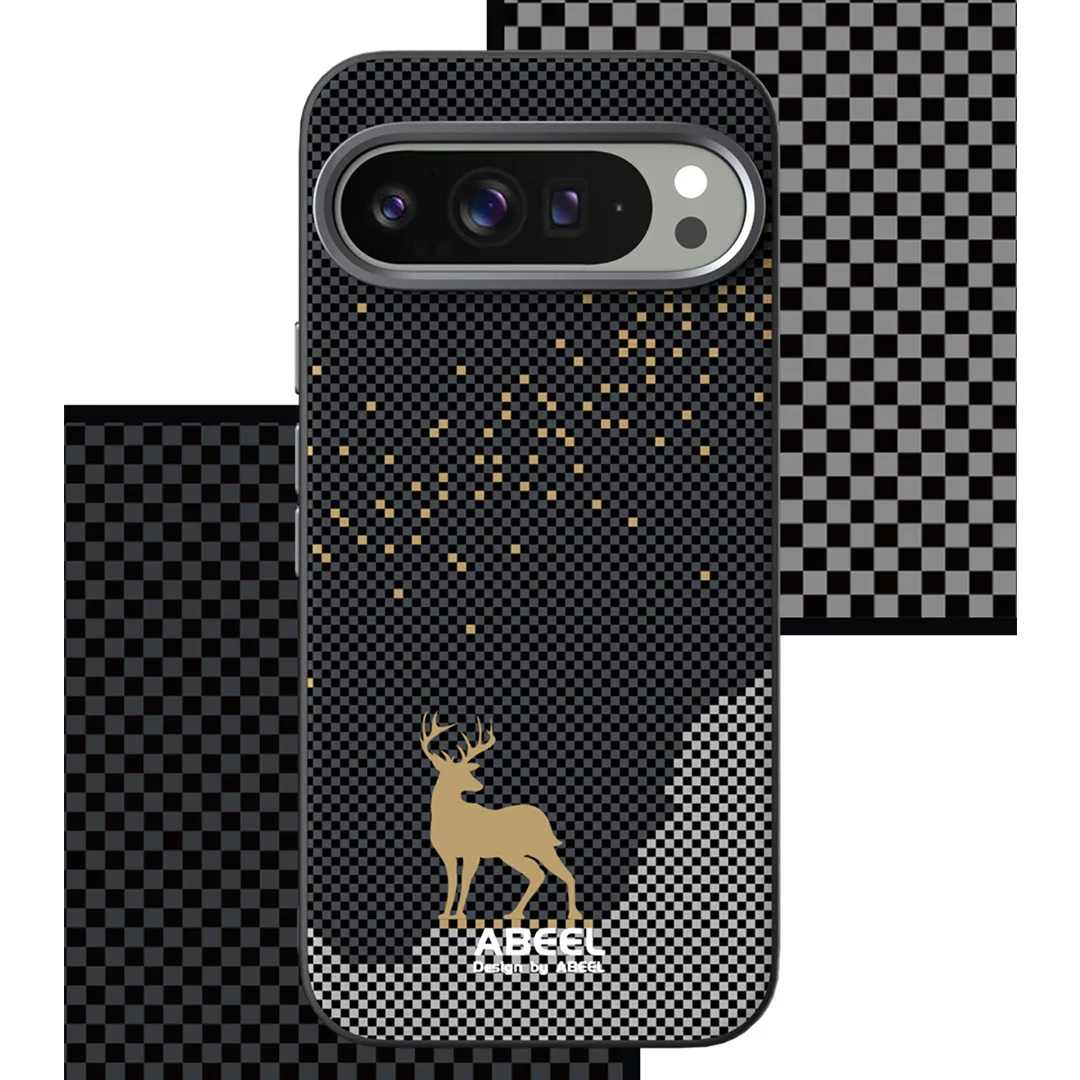 Matte Magsafe Great Wall Deer Grain Soft TPU Frame Case for Google Pixel 9 Pro XL Sunset Soldier Magnetic PC Armor Back Cover