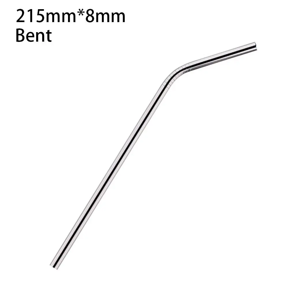 6Pcs Straight Bent Stainless Steel Straws Silver 8mm Cup Straw Drinking Reusable Replacement Straw for 30oz 40oz Tyeso Cup