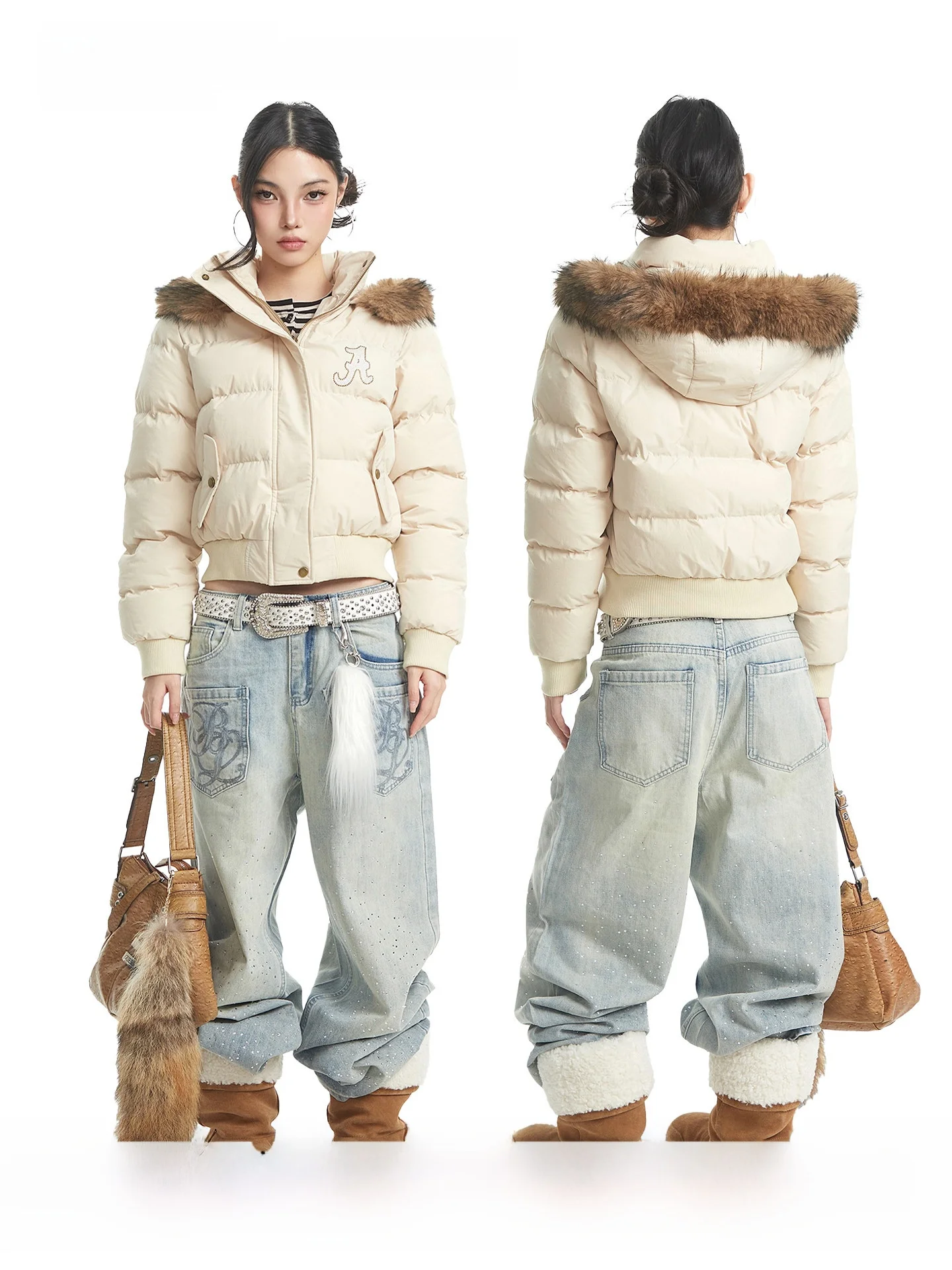 

UNCMHISEX Американская зимняя женская куртка с капюшоном, свободного кроя, теплая, повседневная, из полиэфирного волокна