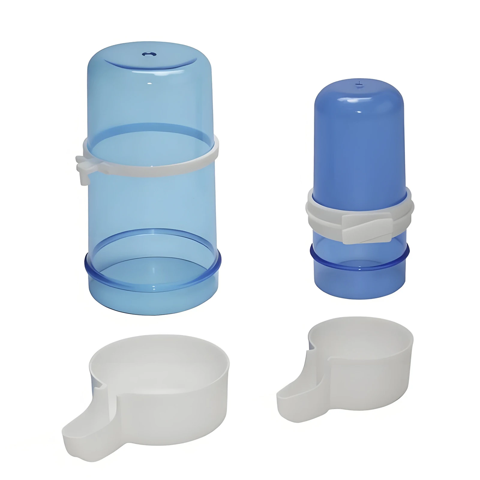 Automatischer Trinkbrunnen und Futterautomat aus Kunststoff für Haustier-Vögel, Hängender Futterkäfig für Papageien, Blaue Sittiche, Tauben, 415ml 240ml – Detail 7