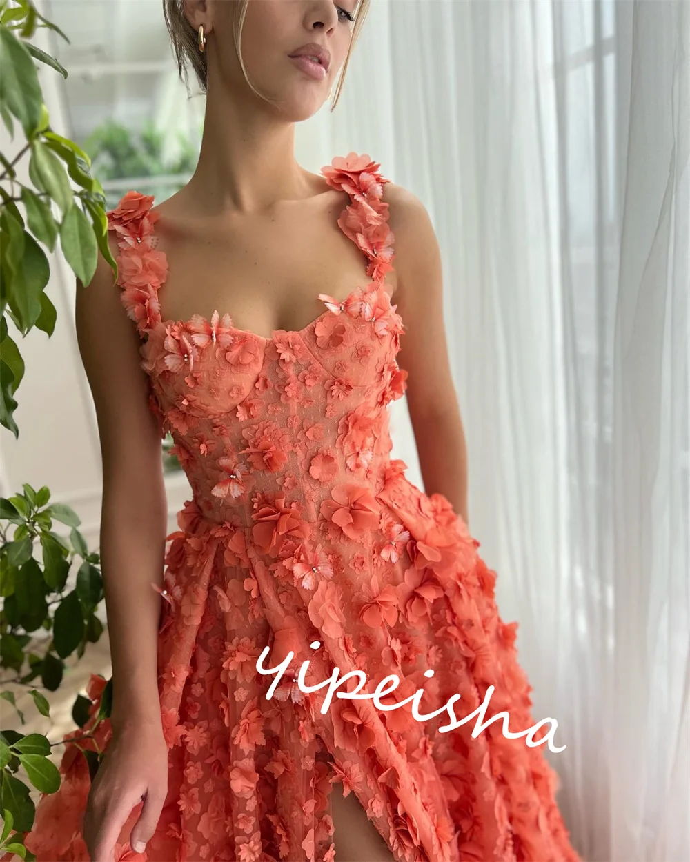 Prom Dress Evening Saudi Arabia Organza Applique Beading Party Ball Gown Spaghetti Strap Bespoke Occasion Gown Long Dresses