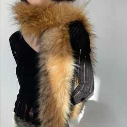 Women Faux Fox Fur long Scarf Men Winter Warm Thickened Lengthened Scarf Neck Fur Collar Dress Cape Sexy Party Dress Shawls