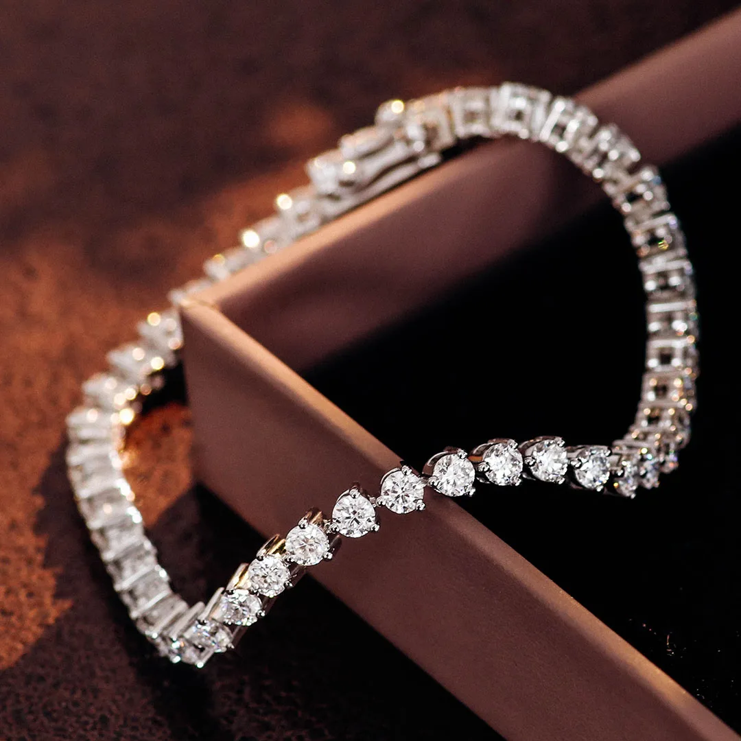 

Provence Tennis Bracelet 10KGold 3.0mm Three Prong Setting DEF/VVS Lab Diamonds Simple Bangle for Women Men Personalized Custom