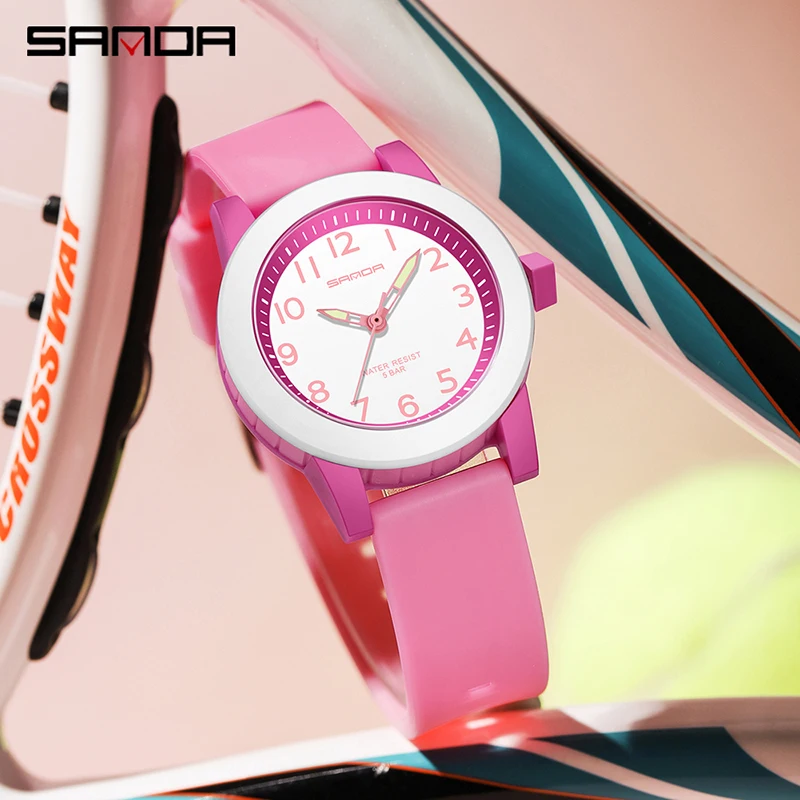 SANDA Women Watches Fashion Silicone Analog Quartz Wrist Watch Baseball Sports Waterproof Boy Girl Casual Clock Children Gifts