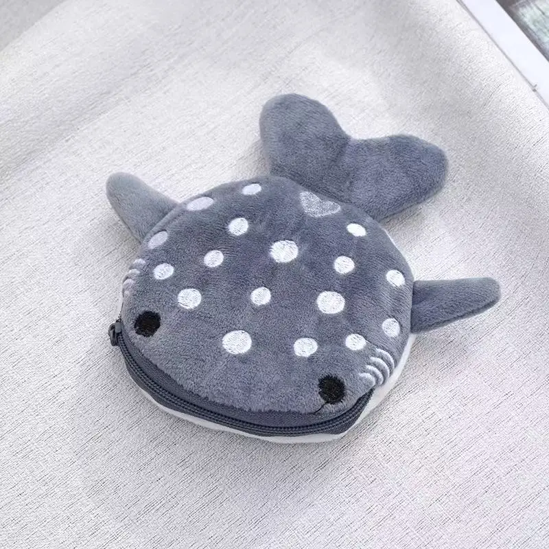 New cartoon shark plush coin wallet cute pendant data cable bag zipper storage bag cartoon decoration pendant view 6