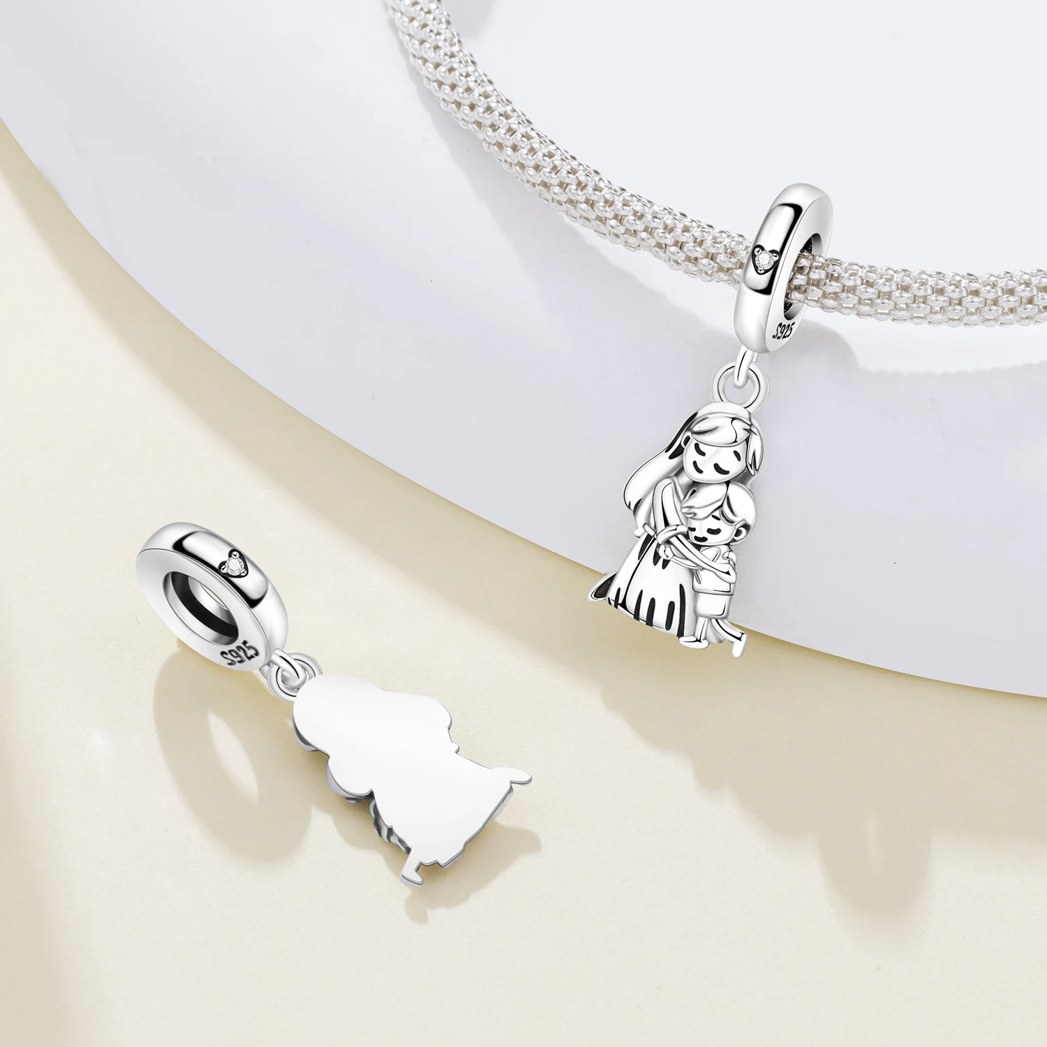 925 Sterling Silber Mutter-und-Kind-Umarmung Anhänger Charms DIY Perlen Zubehör Passend für Armband Halskette Modeschmuck Geschenke – Detail 5