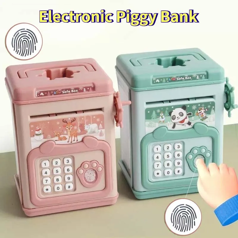 Сейф с электрическим замком для дома, большой сейф для хранения, сейф для денег с ключом, забавные копилки для детей, подарки для детей Сейф с электрическим замком для дома, большой сейф для хранения, сейф для денег с ключом, забавные копилки для детей, подарки для детей