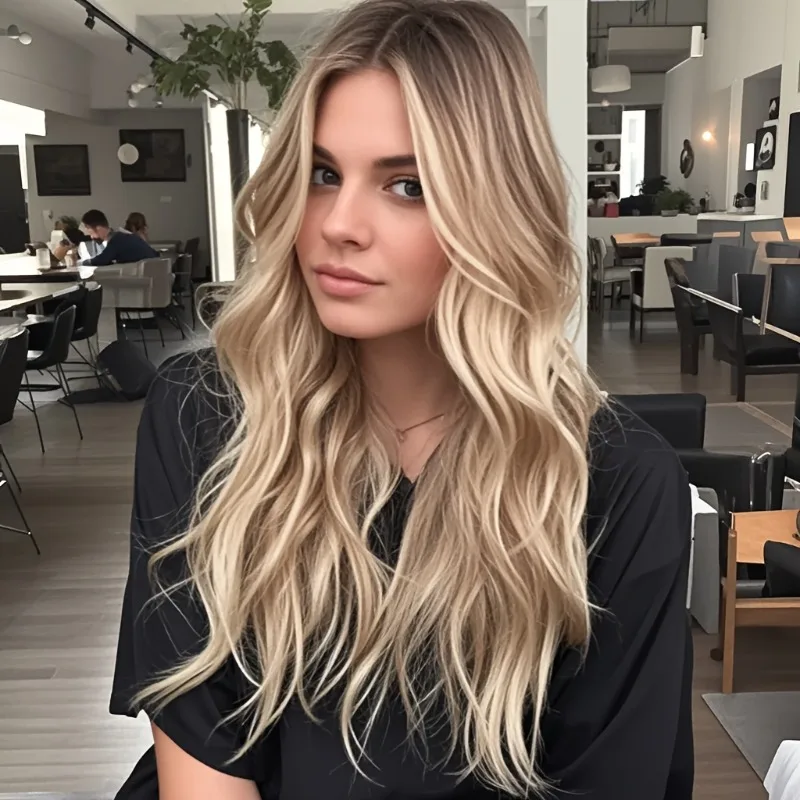 

Длинный волнистый парик из синтетического химического волокна с градиентом блондинки, женский стиль, подходит для повседневного использования, аксессуары для париков