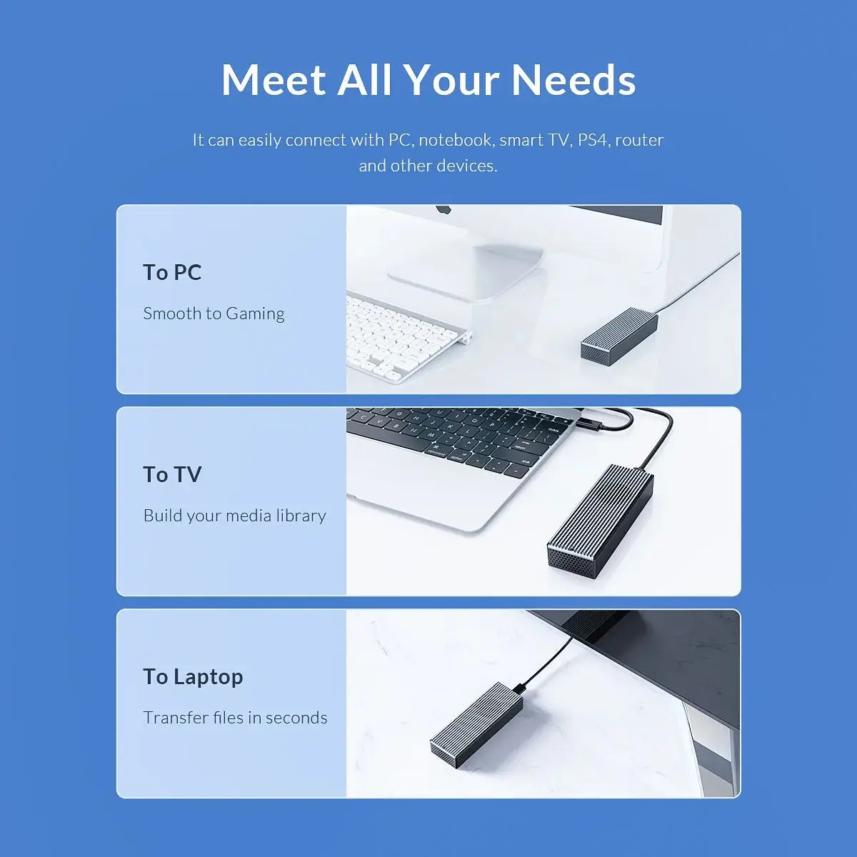 ORICO M.2 NVME SSD-Gehäuse mit integriertem Lüfter Typ C M2 20 Gbit/s NVME SSD-Gehäuse für M.2 NVME 2230 2242 2260 2280 SSD – Detail 9