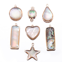 5pcs Mother-of-pearl Pendant Golden Copper Geometric Setting Charms for Jewelry Making DIY Women Necklace Bracelet Earrings