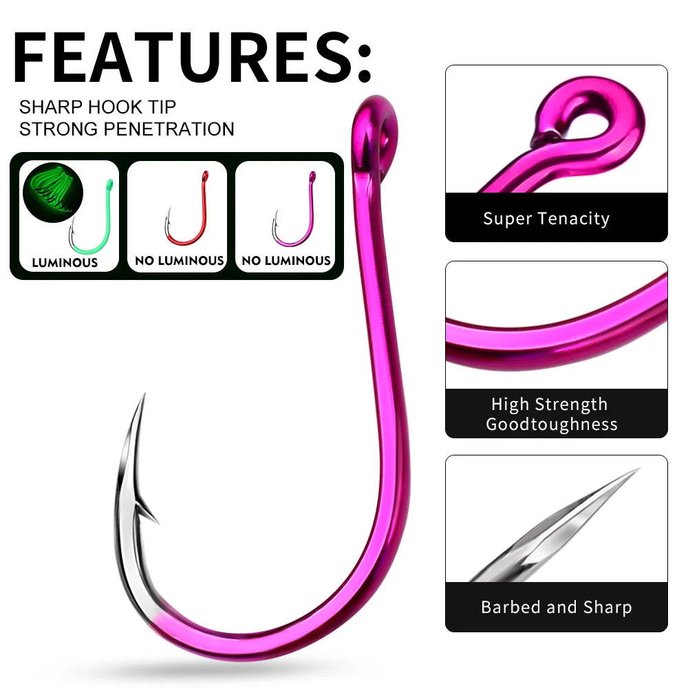 

Tube-pay thousand Oluya hook with barb ring sea hook big rock fishing glow-in-the-dark crooked mouth triangle teeth hook point