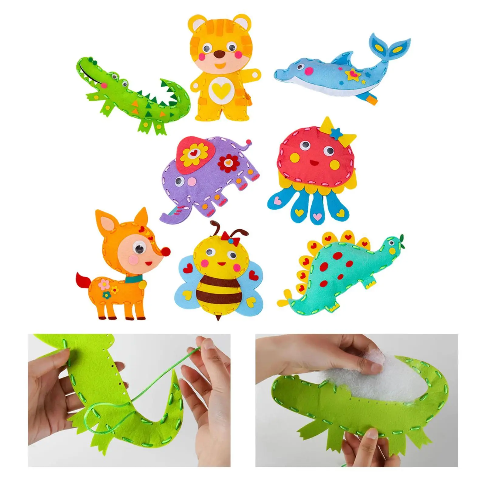 

8x DIY Sewing Kit Activity Toys Handmade Cartoon Child Sewing Crafts for Kindergarten Nursery Preschool Classroom Party Favors