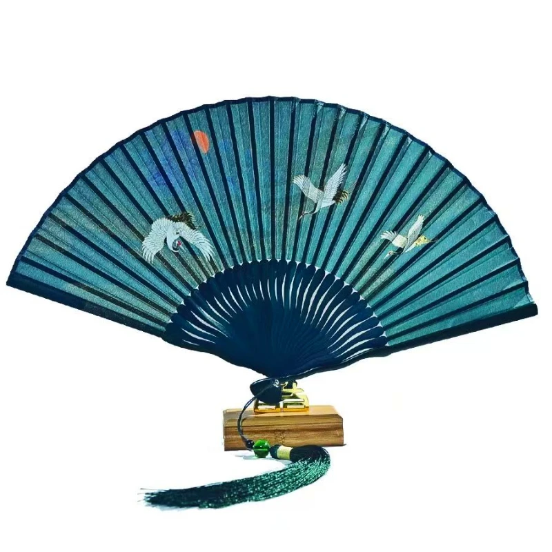 

Summer Folding Fan Portable Exquisite Antiquity Handheld Fan Chinese Classical Aya Silk Hanfu Cheongsam Matching Ventilador