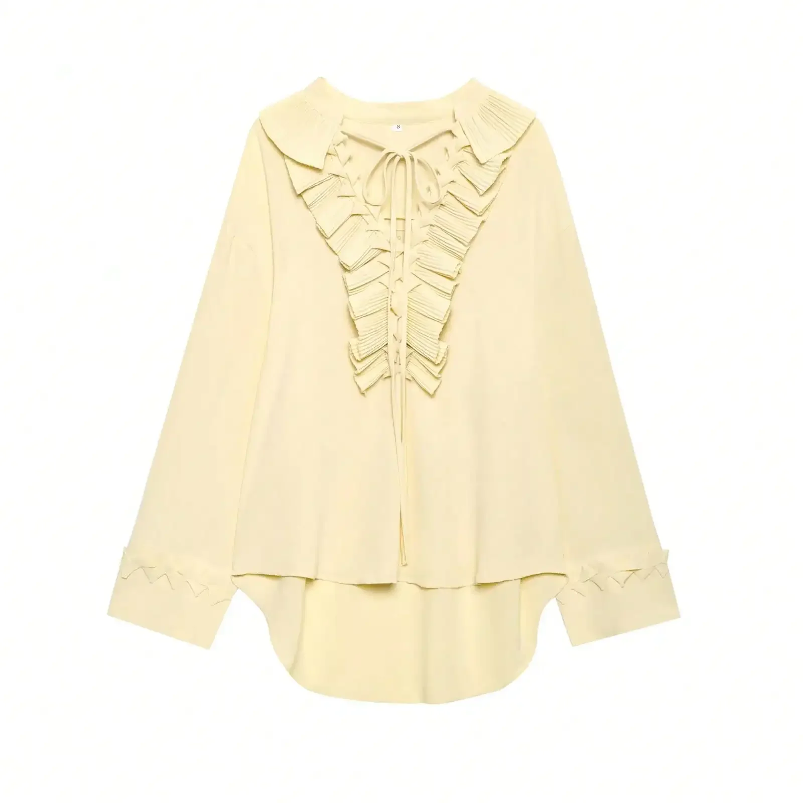 HH Damen Minimalistische Mehrfarbige Rüschenbluse Plissierte Büro-Arbeitskleidung Business-Hemden Lässige Tägliche Elegante Damenbluse Schickes Oberteil – Detail 2