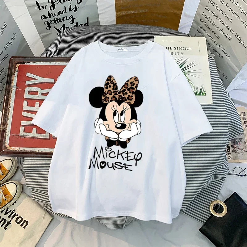 Anime kawaii mickey Nők T shirts Öltözet Vonalas Nő ruhák harajuku Irdatlan T Ing womens tops y2k blusones