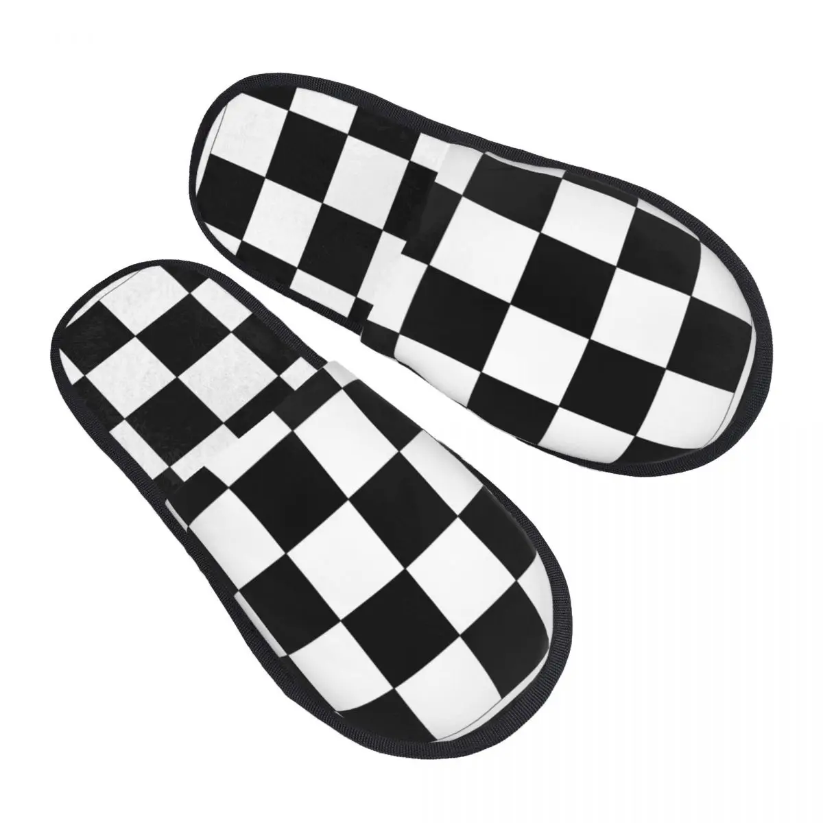 

Зимние женские и мужские нескользящие тапочки на плоской подошве, шахматная доска, домашняя мягкая теплая обувь на меху