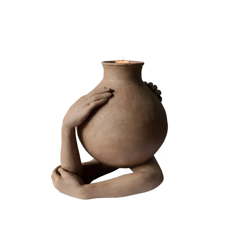 French creative high-end stroking aromatherapy candlestick base handmade ornaments B & B courtyard