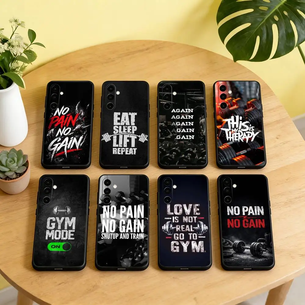 Training Workout Gym Crossfit Quote Phone Case Black Silicone Soft For Samsung Galaxy A73,A72,A71,A70,A53,A52,A51