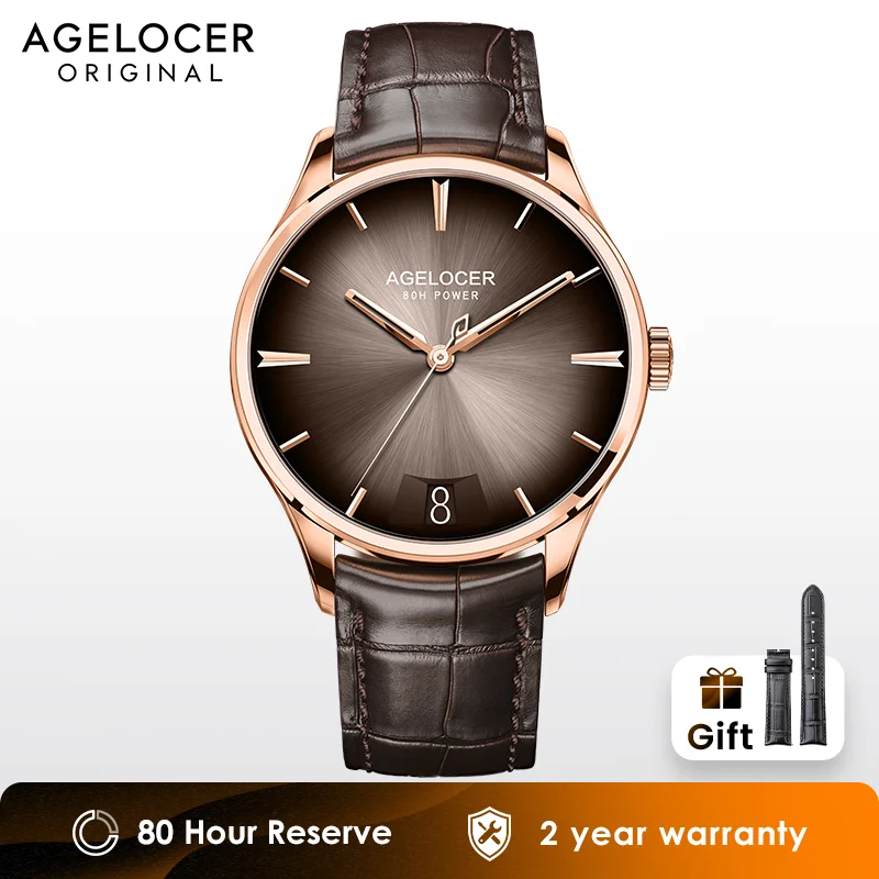 AGELOCER Original Budapest Watch Men's Luxury Gold Watch Big Calendar Automatic Mechanical Watch Birthday Gift for Men