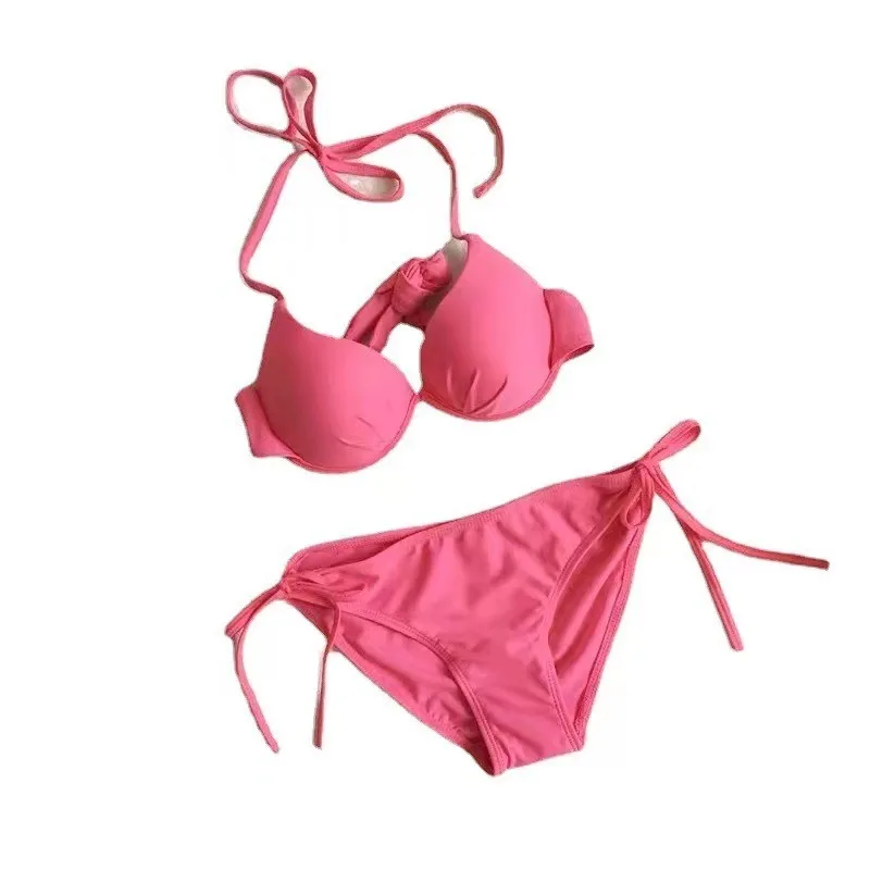 مجموعة بيكيني وردية للنساء: ملابس سباحة مثيرة بوش أب لجميع أحجام الصدر، ملابس سباحة لقضاء العطلات على الشاطئ وأساسيات حمام السباحة في المنتجع