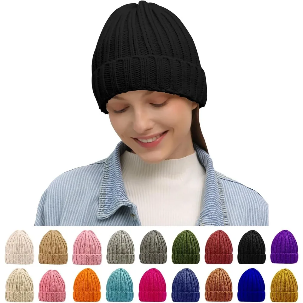 

Winter Hats for Women Warm Thick Soft Stretch Cable Knit Beanie Skully Cap for Cold Weather