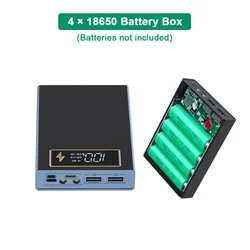 4*18650 Battery Holder Power Bank Case 12V PD Quick Wireless Charging Micro USB Type C Input Detachable 18650 Battery Box