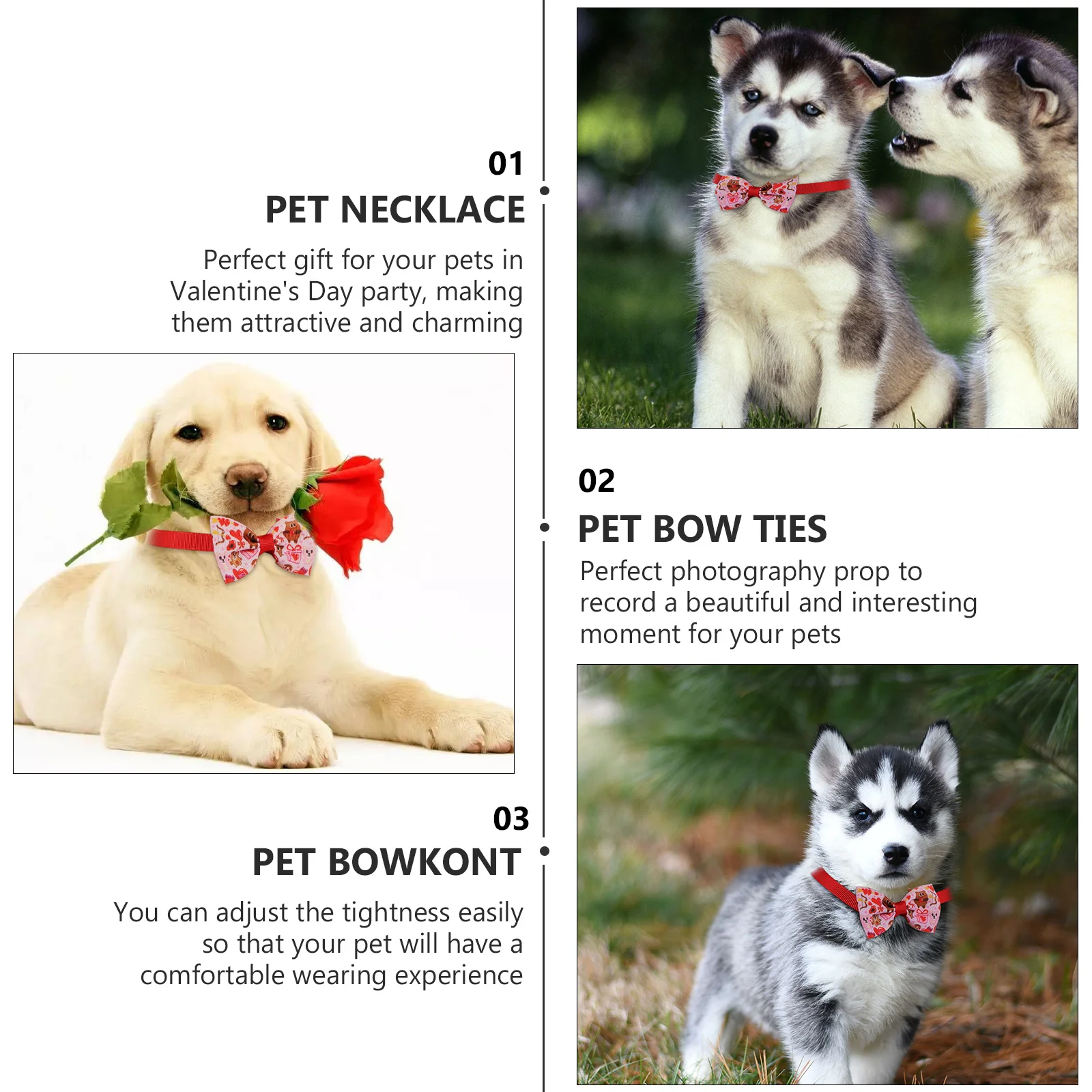 8 Pcs Couple Models Pet Bow Tie Valentines Day Collar Bowtie Bowkont