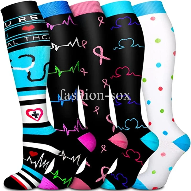 Compression Socks Knee Height 20-30mmHg Men Women Running Football Bicycle Nylon Sports Socks Medical Varicose Edema Pregnancy