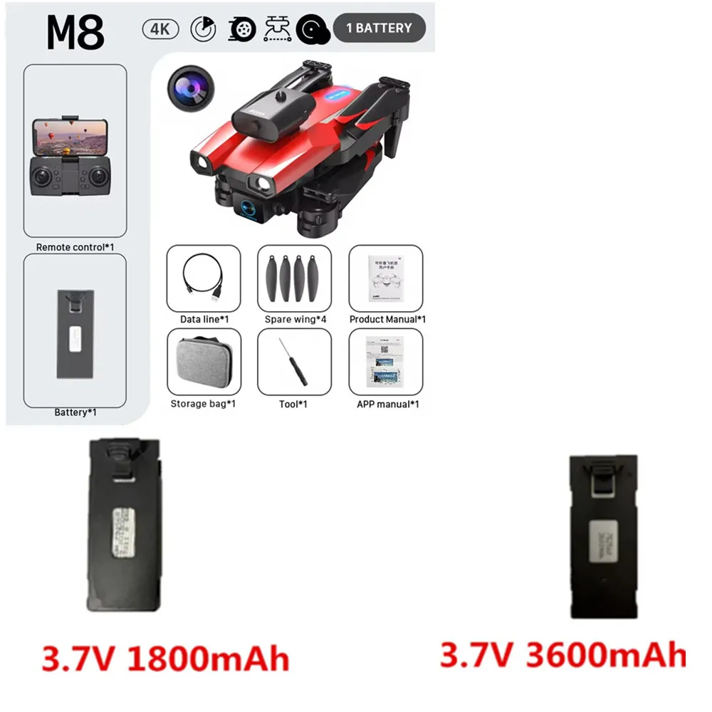 

M8S Drone Accessory M8S Drone Batteries 3.7V 1800mAh, 3600mAh Battery / Propeller Blade / Use For M8S Drone Parts