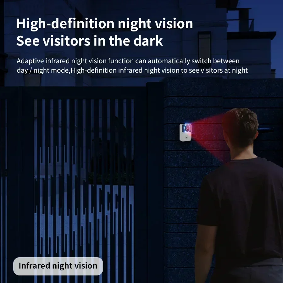 Smart WiFi Video Doorbell 2K HD with Human Detection/Night Vision - Wireless Security Camera 2-Way Audio Waterproof for Home