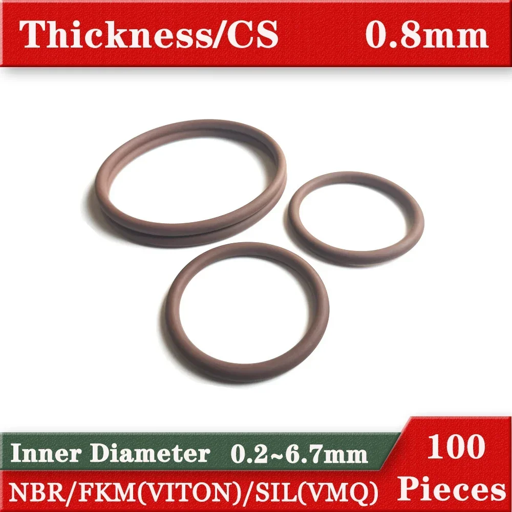 Silicone Nitrile Rubber Fluororubber Ring  Gaskets 0.8mm Cross section 0.2-6.7mm ID Small Size O-rings Gaskets O Type Rings