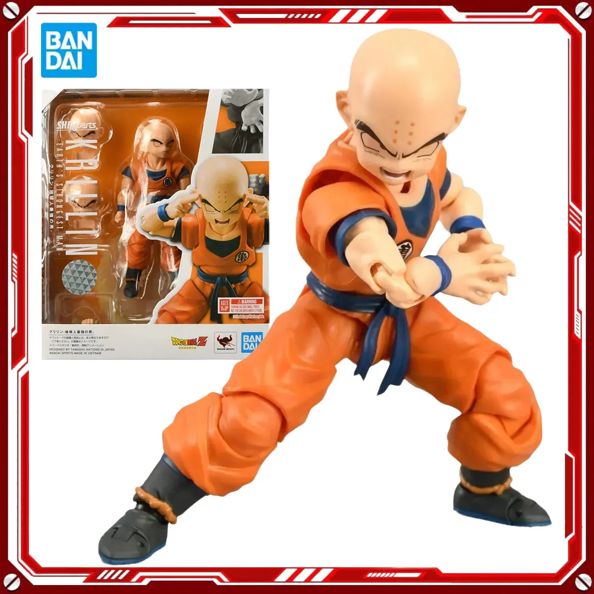 Bandai Genuine Dragon Ball Anime Model Kits KRILLIN Toys SHF Action Figure Assembly Model Gift for Kids School Christmas present