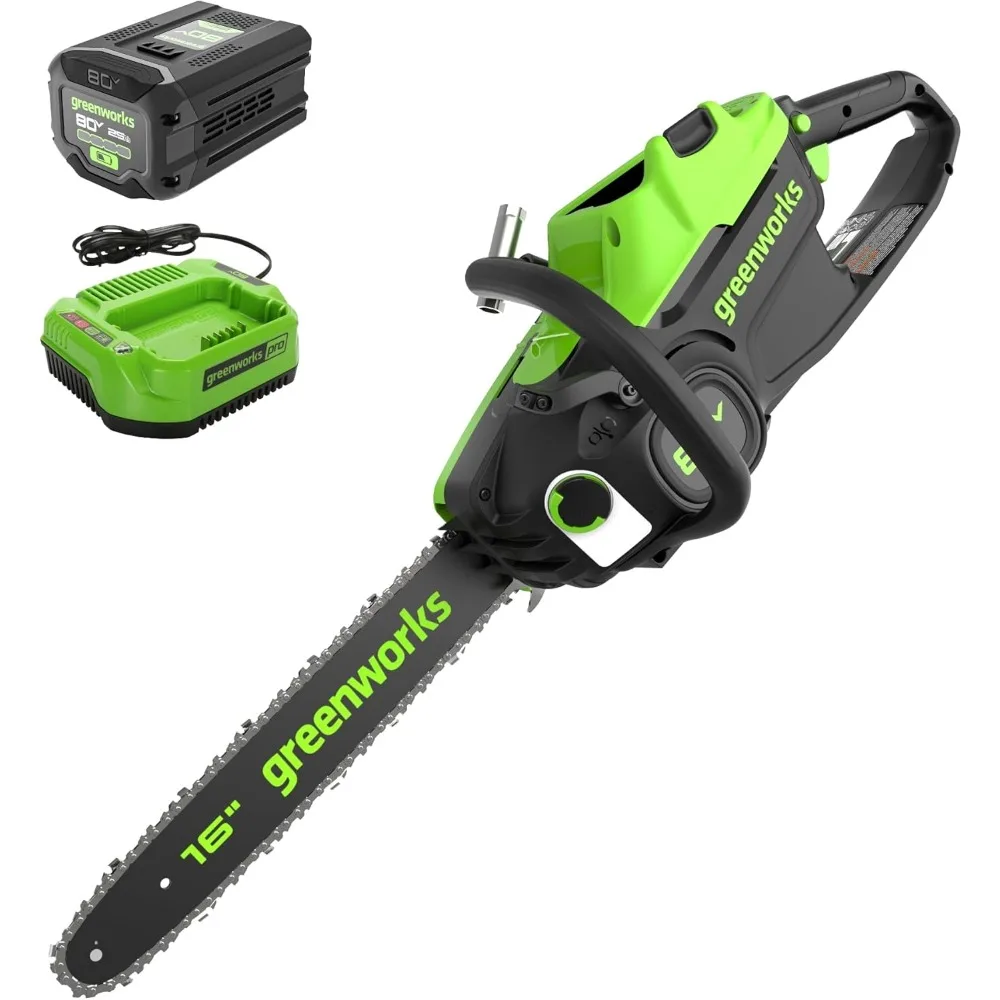 

Greenworks 80V 16" Brushless Cordless Chainsaw (Great For Tree Felling, Limbing, Pruning, and Firewood), 75+ Compatible Tools,