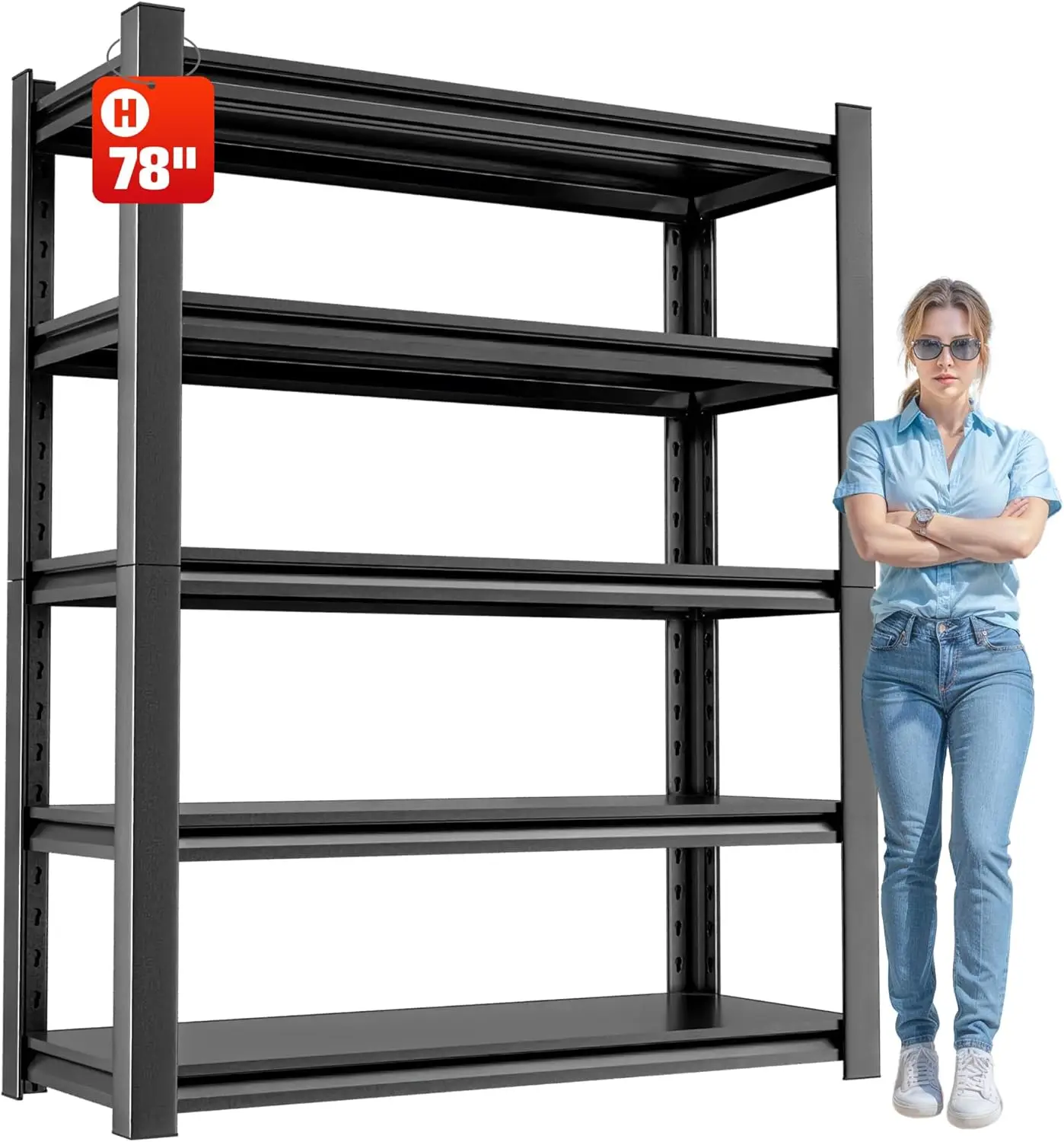 Metal Garage Shelving Unit, 5 Tier Heavy Duty Storage Shelf for Garage, Utility, and Industrial Use - Durable Metal Storage Rack