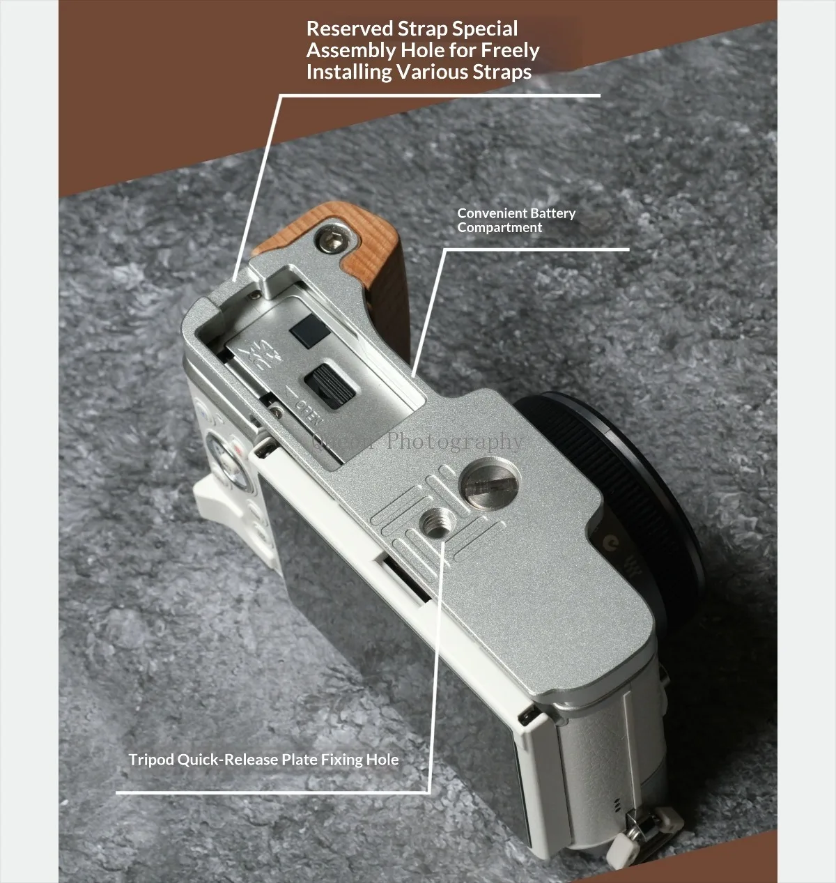 Handmade Wooden Ebony Birch Camera Quick Release Plate L Hand Grip Holder for Olympus PEN E-P7 EP7 Camera Handle 퀵플레이트 بنوك طاقة