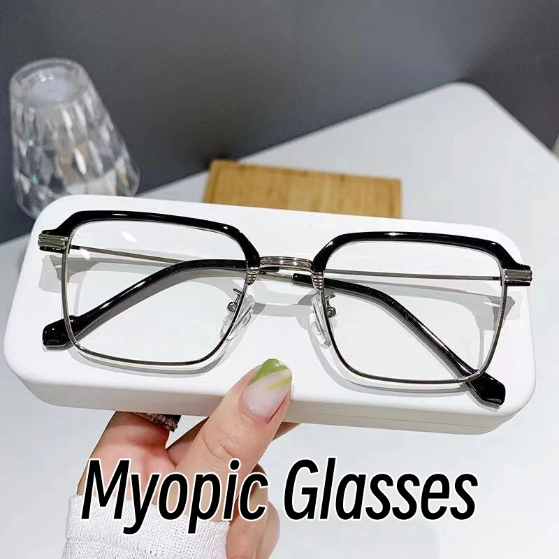 

Myopic Glasses for Men Anti-blue Light Near Sight Eyeglasses Men's Business Half Frame Short Sight Eyewear Diopter 0 To -6.0