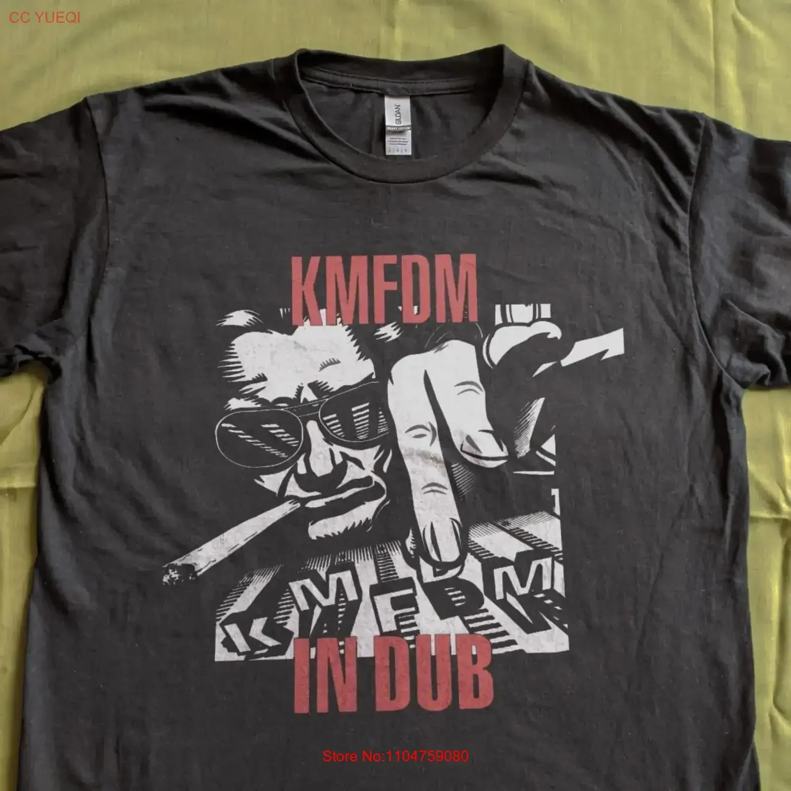 Vintage KMFDM In Dub music tour short sleeve black shirt KV37882 vintage Washed Unisex Comfortable Top For Everyday Wear