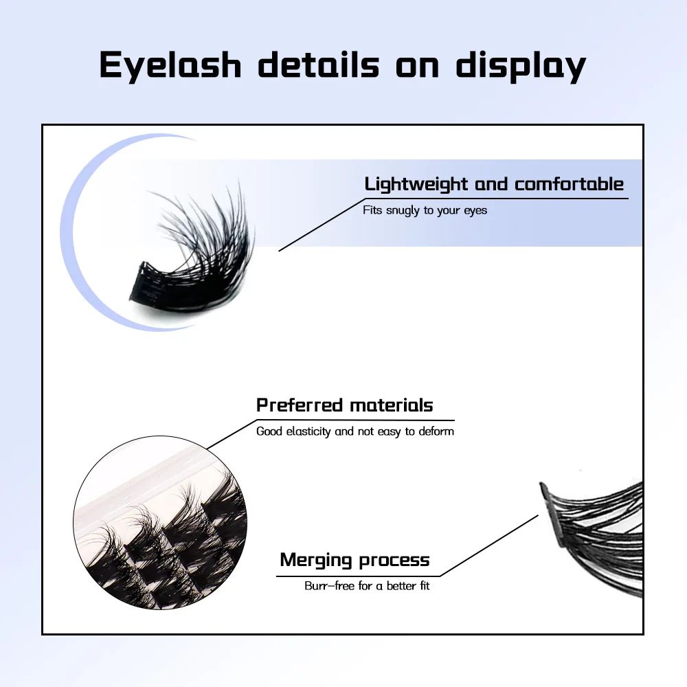 150D 100D Ciglia Cluster Miscelazione Strumento di Trucco Segmentato Grande Curvatura Spessa Miscela Comica, Estensione Ciglia Stelo Nero Grande V