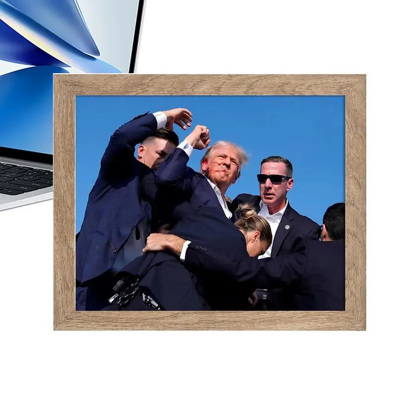 Framed President Pictures President the Warrior Photo July 13 2024 Keep Fighting Fist Pump Framed Photo Assassination Attempt