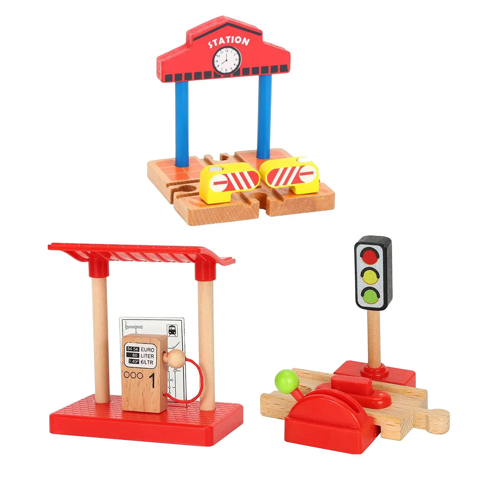 Kids Train Station Platform Accessories Building Play Set for 3 4 5 6 Ages