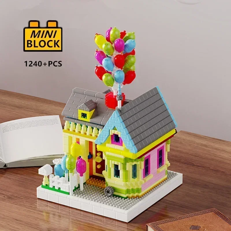 Micro-Mini-Block Balloon Fly House Friends Streetview Model Building Blocks Bricks Toys Boys Girls Games Gift