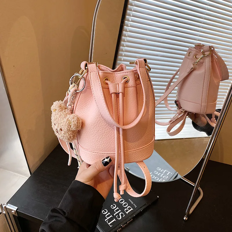 

2025 Mini Quilted Bucket Bag, Adjustable Leather Crossbody Shoulder Purse