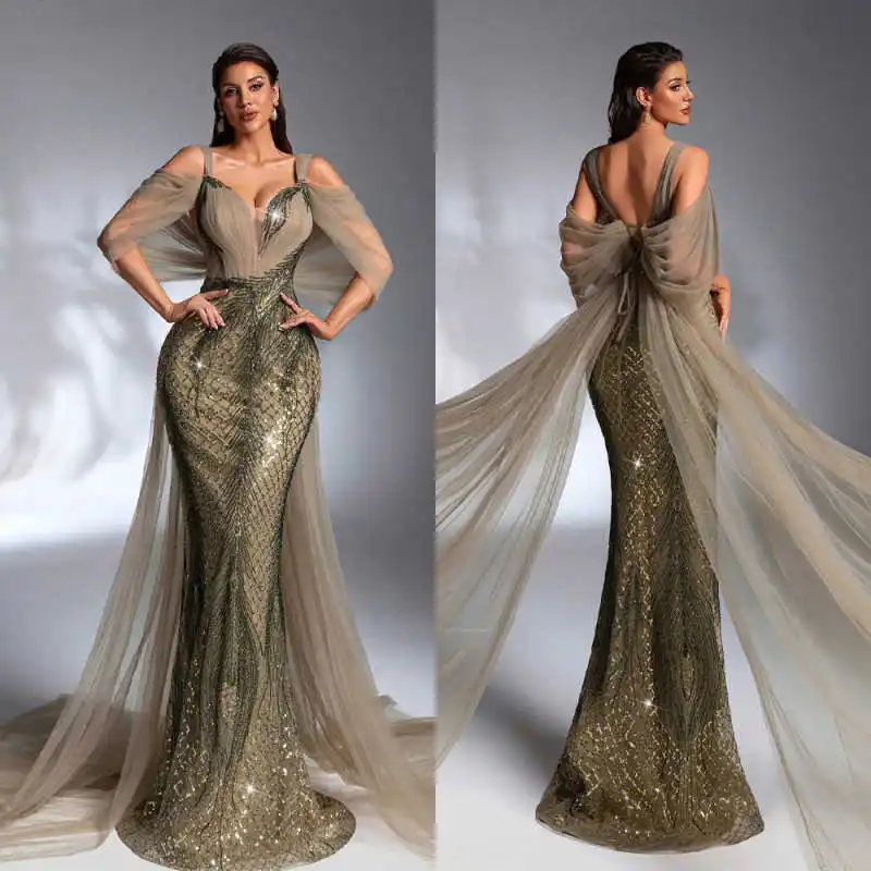 

Великолепное платье русалки для выпускного вечера с кристаллами из бисера, роскошное вечернее вечернее платье для второго приема, платья на День Благодарения, платья по индивидуальному заказу