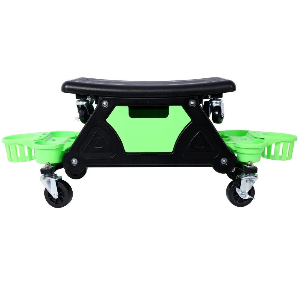 Rolling Detailing Creeper Seat, Roller Mechanic Detailing Utility Seat, Removable Tool Trays Drawer, 300 Lbs Capacity